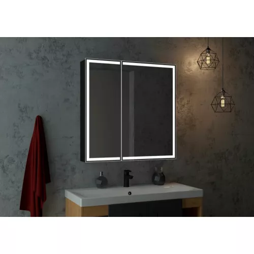 Мебель для ванной: Зеркало-шкаф ACWEN "Mirror Box black Led" 1 в магазине Акватория