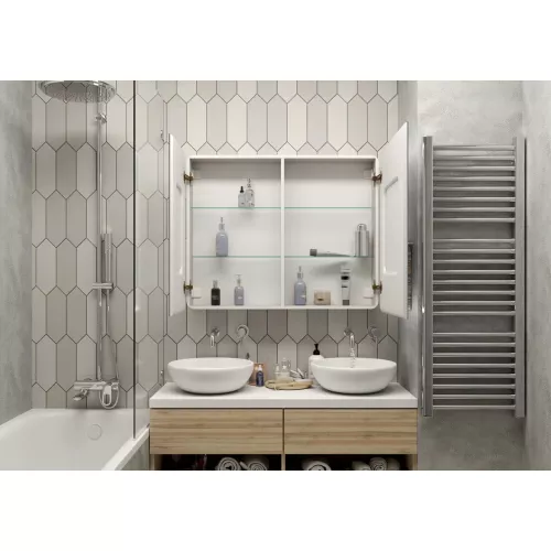 Зеркало-шкаф ACWEN "Elliott LED" 100х80 с датчиком движения, розеткой, изображение 6