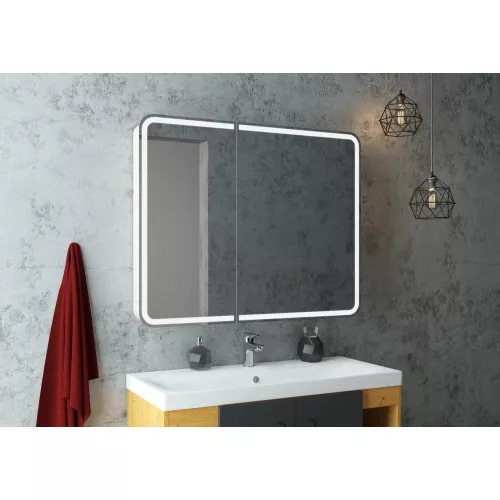 Зеркало-шкаф ACWEN "Elliott LED" 100х80 с датчиком движения, розеткой, изображение 5