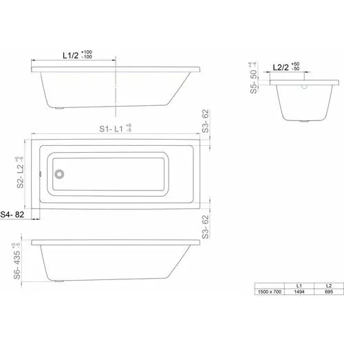 Ванна акриловая Triton Аура, Выбрать размер: 150х70, изображение 6