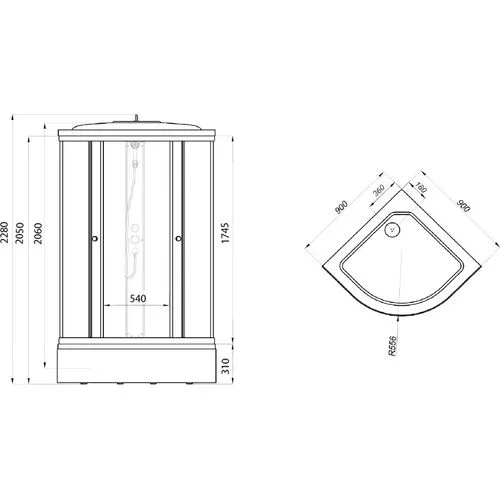 Душевая кабина Triton ЛАЙТ В (средний поддон)  стекло прозрачное, рифленое, Цвет профиля: Белый, Тип поддона: Средний, Выбрать размер: 90х90, изображение 12