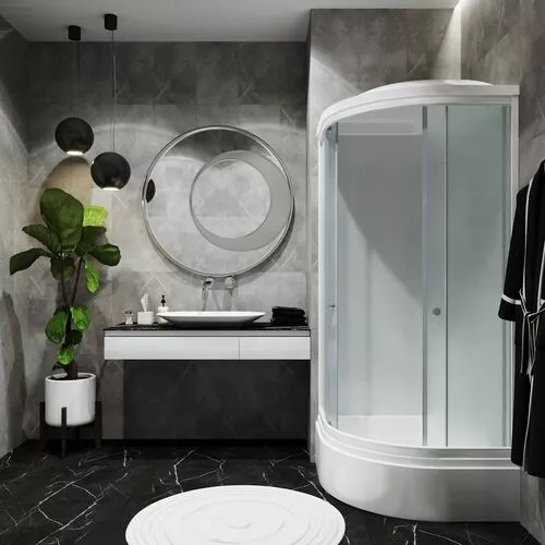 Душевая кабина Triton ЛАЙТ В (средний поддон)  стекло прозрачное, рифленое, Цвет профиля: Белый, Тип поддона: Средний, Выбрать размер: 90х90, изображение 10