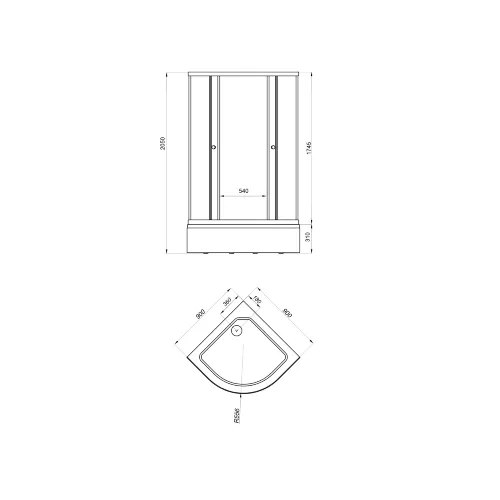 Душевое ограждение  Triton ЛАЙТ В (средний поддон), Цвет стекла: с рисунком, Цвет профиля: Белый, Тип поддона: Средний, Выбрать размер: 90х90, изображение 5