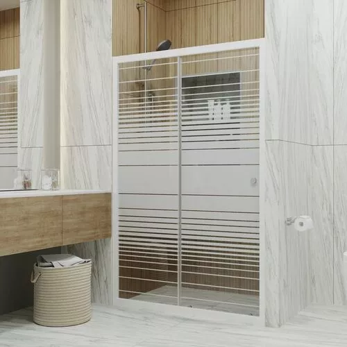 Душевая дверь в нишу Triton Слайд 100/120 стекло прозрачное с полосами, Выбрать размер: 100, изображение 2