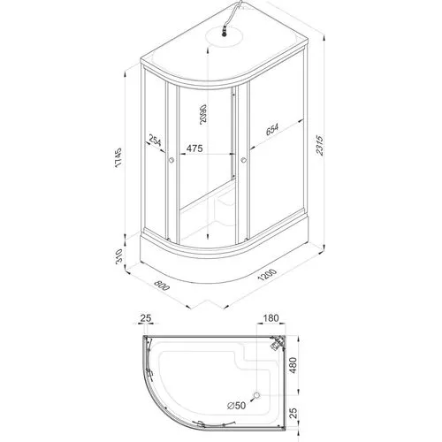 Душевая кабина Triton КОРАЛЛ В 120х80 левая/правая (средний поддон), Цвет профиля: Белый, Тип поддона: Средний, Выбрать размер: 120х80, Наличие крыши: есть, Ориентация: правая, изображение 9