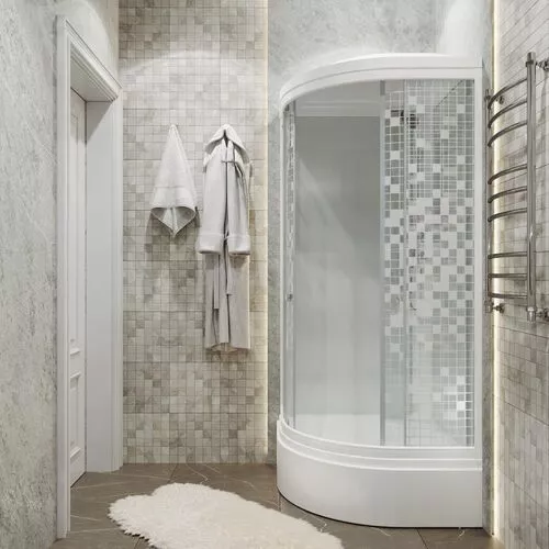 Душевая кабина Triton В ДН4 МОЗАИКА (средний поддон), Цвет стекла: мозаика, Цвет профиля: Белый, Тип поддона: Средний, Выбрать размер: 90х90, изображение 4