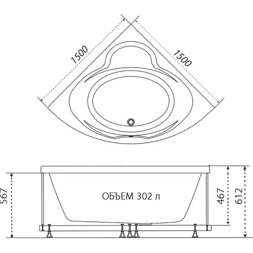 Ванна акриловая Triton Троя  150х150, изображение 5