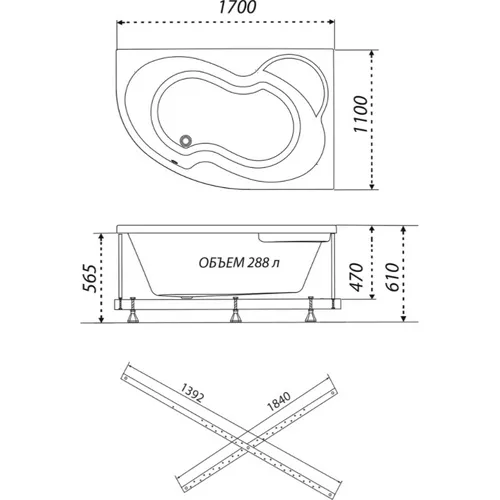 Ванна акриловая Triton Мари 170х110 левая / правая, Ориентация: левая, изображение 9