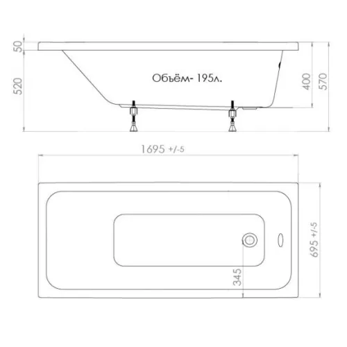 Ванна акриловая Triton Ультра, Выбрать размер: 170, изображение 13