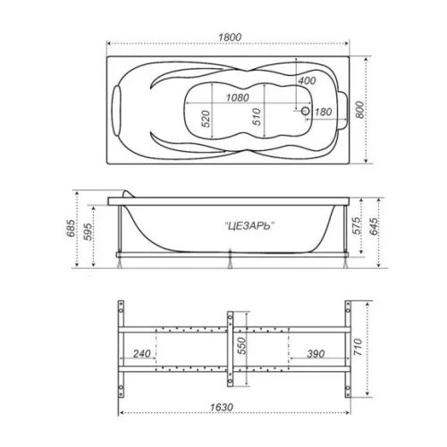 Ванна акриловая Triton Цезарь 180х80, Персей 190х90, Выбрать размер: 180*80, изображение 9