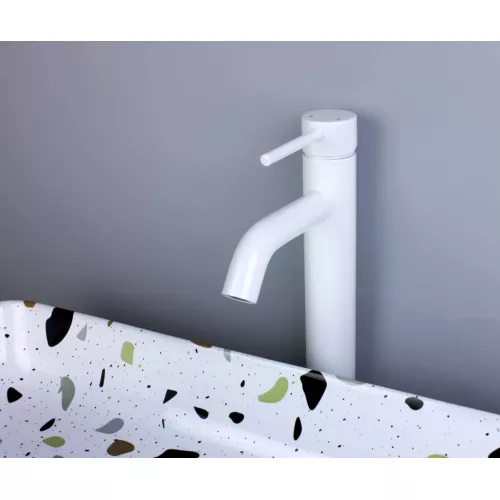 Смеситель для раковины высокий Bronze De Luxe, Выбрать цвет: Белый, изображение 3