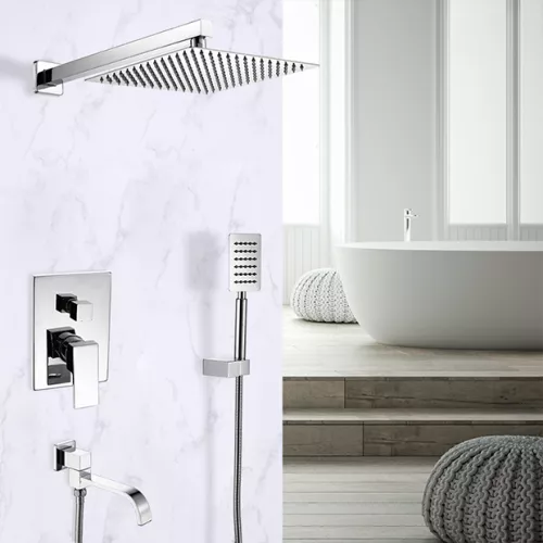 Душевая система ACWEN 6603A встраиваемая  с изливом, хром, Выбрать цвет: глянцевый хром, изображение 2