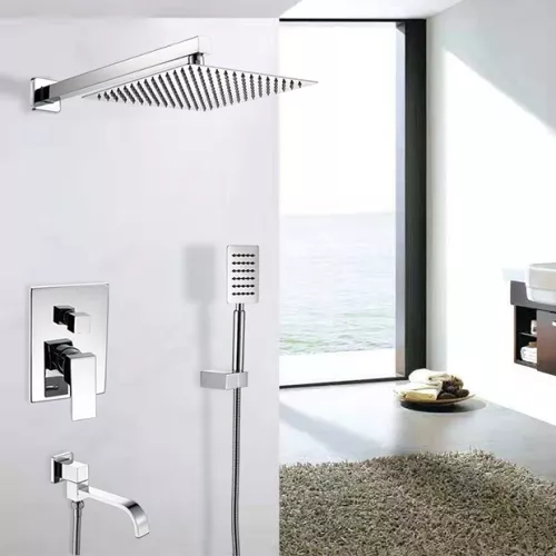 Душевая система ACWEN 6603A встраиваемая  с изливом, хром, Выбрать цвет: глянцевый хром, изображение 3