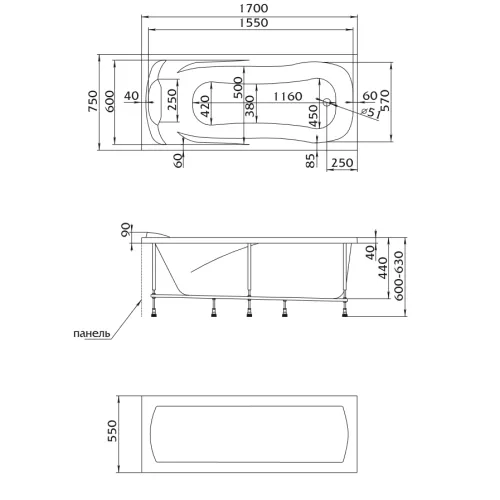 Ванна 1Marka CALYPSO 170x75, изображение 11