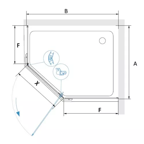 Душевой уголок RGW PA-091, Цвет стекла: прозрачное, Цвет профиля: Хром, Выбрать размер: 100х80, изображение 2