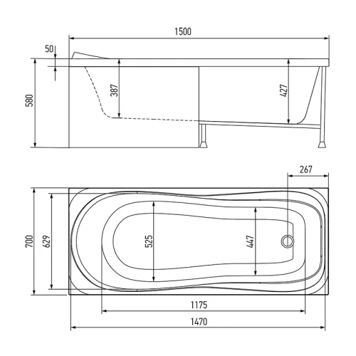 Ванна акриловая TIMO KATA 150х70 170х70 180х80, Выбрать размер: 150*70, изображение 7
