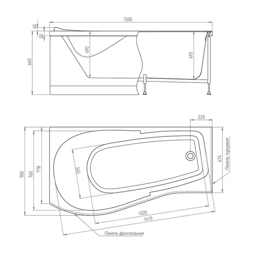 Ванна акриловая TIMO VINO L/R 150х90 170х90, Выбрать размер: 150*90, Ориентация: левая, изображение 7