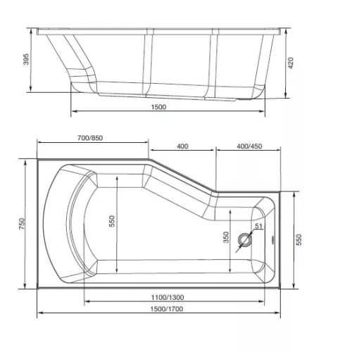 Ванна 1Marka  Convey  L/R, Выбрать размер: 150x75, Ориентация: Левая, изображение 5
