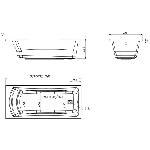 Ванна 1Marka  PRIME, Выбрать размер: 150x75, изображение 7