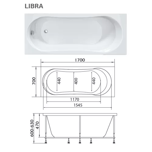 Ванна 1Marka  LIBRA 170х70, изображение 8