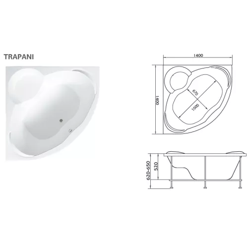 Ванна Marka One TRAPANI 140x140, изображение 8