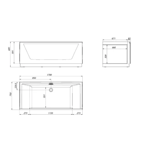 Ванна Aima NEO 170*75 1 стекло (матовое серое), изображение 6