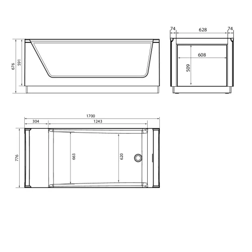 Ванна AIMA NEO  2 стекла, Выбрать цвет: матовый серый, Выбрать размер: 170х75, изображение 7