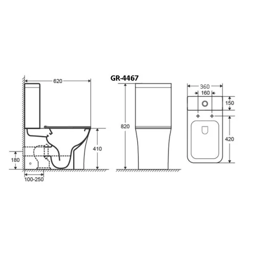 Унитаз Classic GR-4467S напольный безободковый с тонкой крышкой, изображение 6