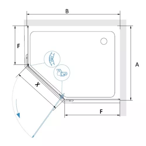 Душевой уголок RGW PA-091B, Цвет стекла: прозрачное, Цвет профиля: Черный, Выбрать размер: 90х80, изображение 2