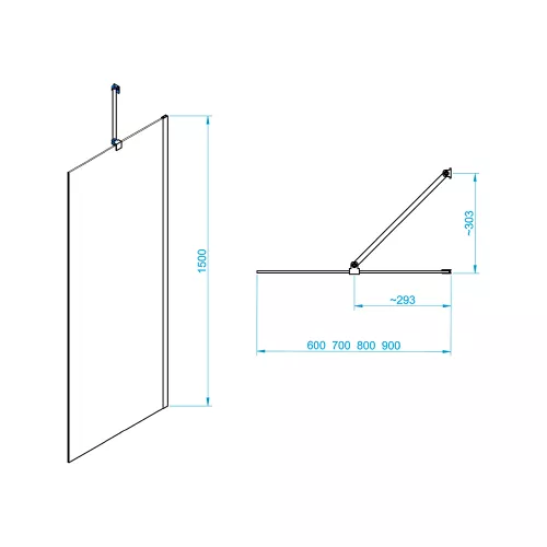 Шторка на ванну RGW SC-151B, Цвет стекла: прозрачное, Цвет профиля: Черный, Выбрать размер: 60, изображение 2