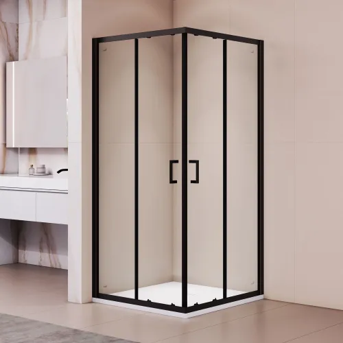 Душевой уголок RGW PA-030B, Цвет стекла: прозрачное, Цвет профиля (вариация): Черный, Выбрать размер: 90х90
