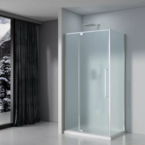 Душевое ограждение Black&White S818 CF, Цвет стекла: матовое, Цвет профиля: Хром, Выбрать размер: 100х80, изображение 2