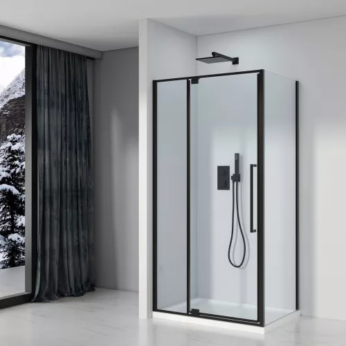 Душевое ограждение Black&White S812 BC, Цвет стекла: прозрачное, Цвет профиля: Черный, Выбрать размер: 100х100, изображение 2