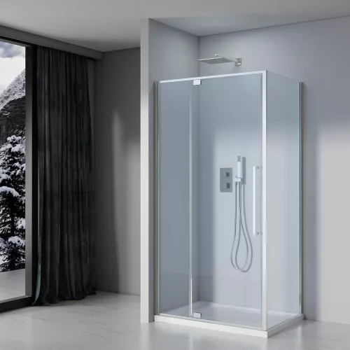 Душевое ограждение Black&White S818 CC, Цвет стекла: прозрачное, Цвет профиля: Хром, Выбрать размер: 100х80, изображение 2