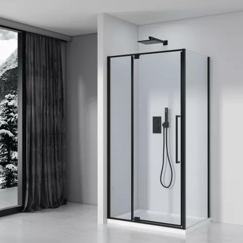 Душевое ограждение Black&White S818 BC, Цвет стекла: прозрачное, Цвет профиля: Черный, Выбрать размер: 100х80, изображение 2