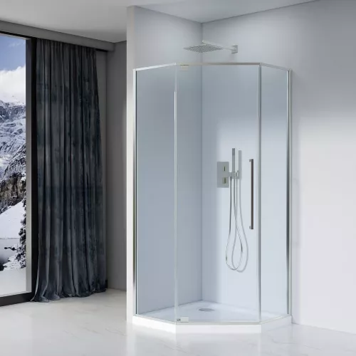 Душевое ограждение Black&White S815 CC, Цвет стекла: прозрачное, Цвет профиля: Хром, Выбрать размер: 100х100, изображение 2