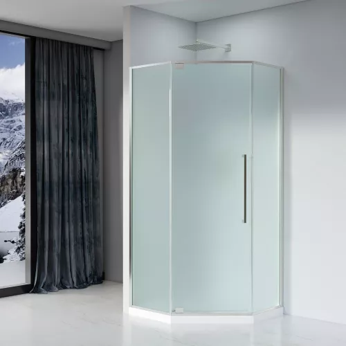 Душевое ограждение Black&White S815 CF, Цвет стекла: матовое, Цвет профиля: Хром, Выбрать размер: 100х100, изображение 2