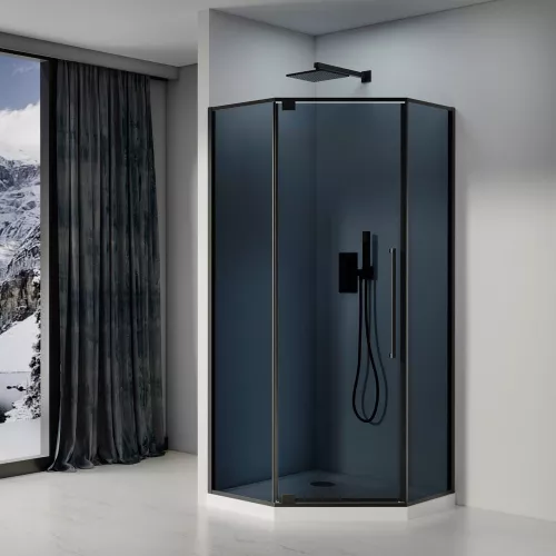 Душевое ограждение Black&White  S815 BG, Цвет стекла: тонированное, Цвет профиля: Черный, Выбрать размер: 90x90, изображение 2