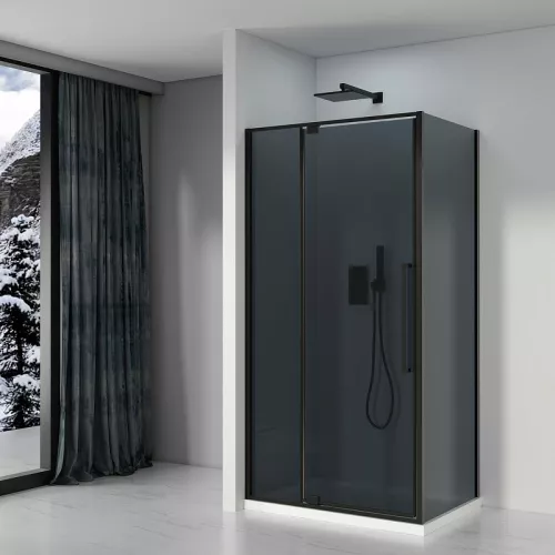 Душевое ограждение Black&White S812 BG, Цвет стекла: тонированное, Цвет профиля: Черный, Выбрать размер: 100х100, изображение 2