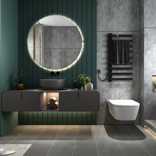 Полотенцесушитель N-355В-I Matt Black /White, Выбрать цвет: Чёрный, изображение 3