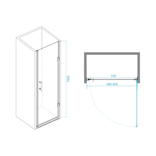Душевая дверь RGW PA-06B, Цвет стекла: шиншила, Цвет профиля: Черный, Выбрать размер: 60, изображение 3