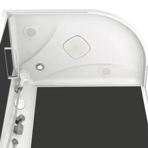 Душевая кабина DOMANI-Spa Delight 128 высокий поддон тонированное стекло 120х80 см, Внешний вид: высокий поддон, Выбрать цвет: Черный, изображение 4