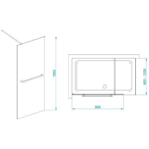 Душевая перегородка RGW WA-041B, Цвет стекла: прозрачное, Цвет профиля: Черный, Выбрать размер: 120, изображение 2