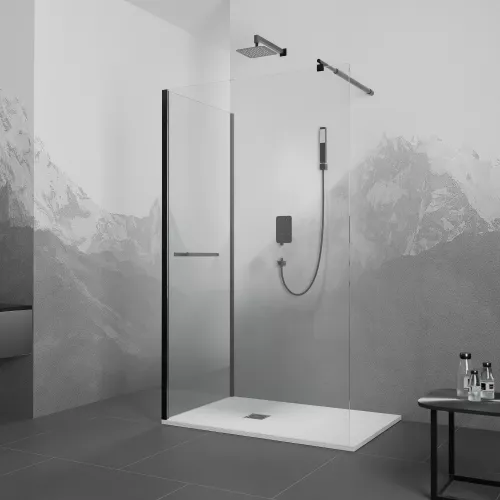 Душевой уголок RGW WA-005-1B (WA-002B+Z-060-2B), Цвет стекла: прозрачное, Цвет профиля: Черный, Выбрать размер: 700*800