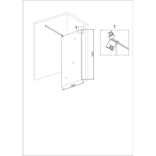 Душ. перегородка NG-683-90 BLACK (90x195), изображение 4