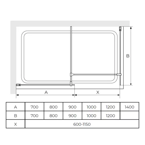Перегородка для душа RGW WA-021B (WA-011B (2 шт.) + S-1220B) 90х100, изображение 2