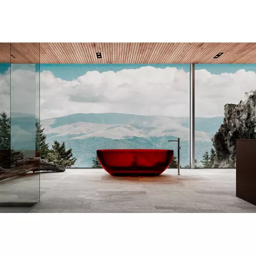 Ванна из полиэфирной смолы  ABBER Kristall AT9703Rubin красная 170*75 прозрачная, Выбрать цвет: Красный, изображение 4