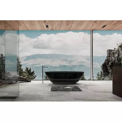 Ванна из полиэфирной смолы  ABBER Kristall AT9702Onyx 180*85 прозрачная, Выбрать цвет: Черный, изображение 4