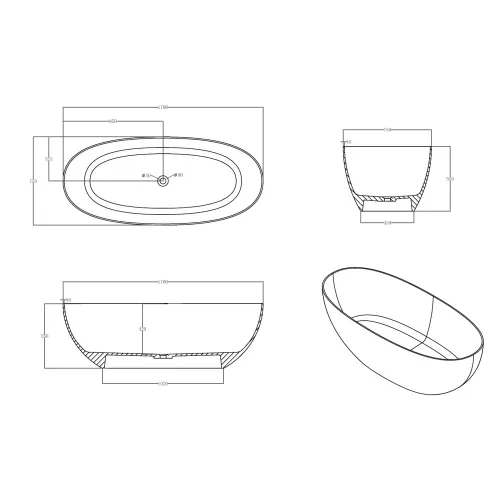 Ванна из полиэфирной смолы  ABBER Kristall AT9703Rubin красная 170*75 прозрачная, Выбрать цвет: Красный, изображение 6