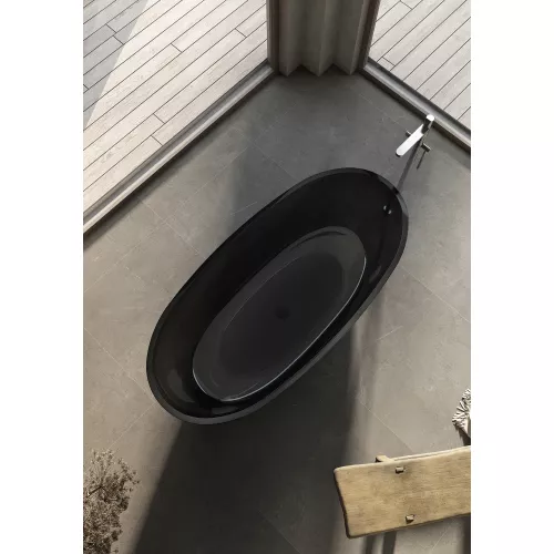 Ванна из полиэфирной смолы  ABBER Kristall AT9701Onyx 165*80 прозрачная, Выбрать цвет: Черный, изображение 3